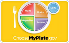 MyPlate illustrates the five food groups that are the building blocks for a healthy diet.